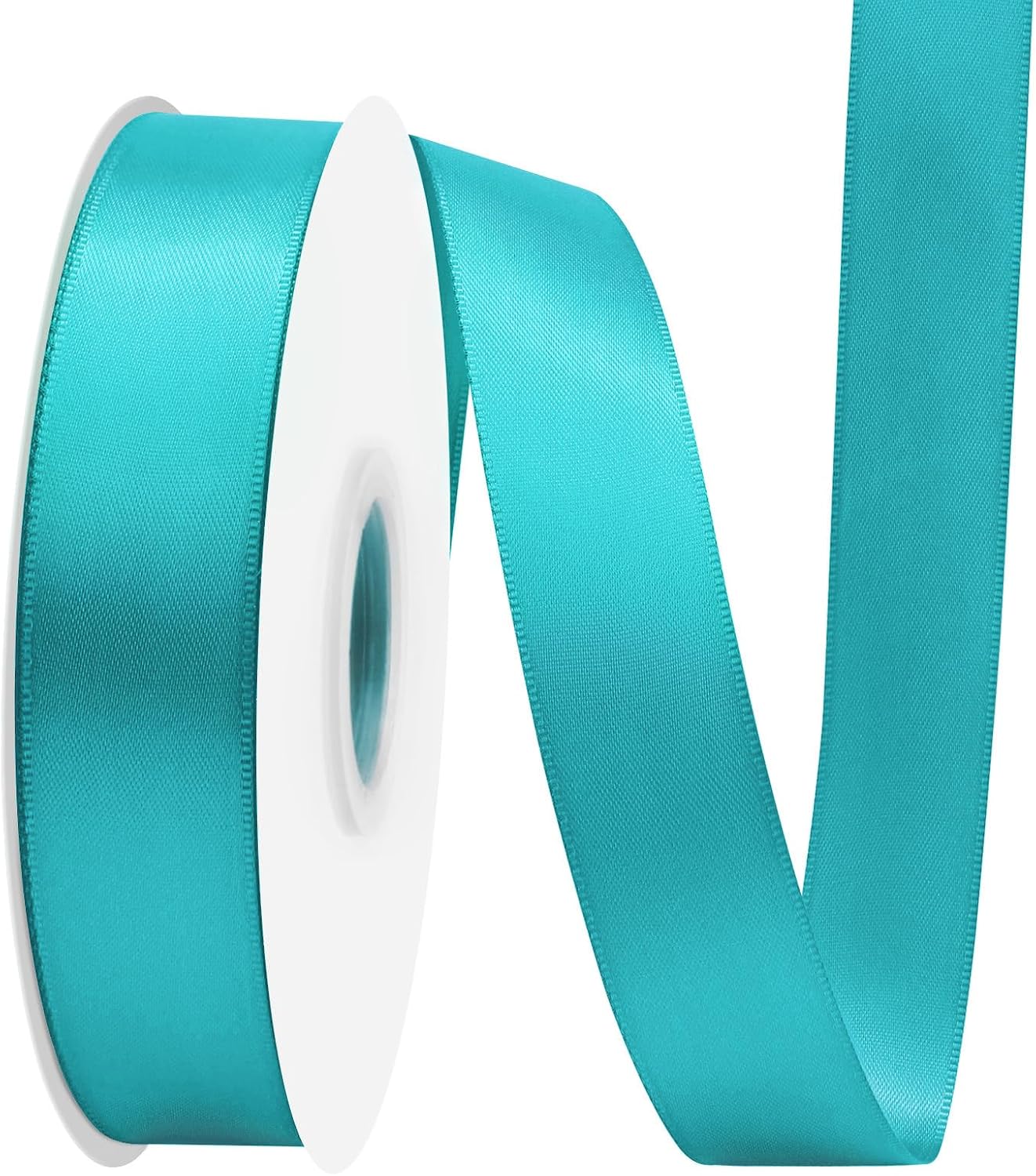 Turquoise Satin Ribbon 7/8 Inch X 50 Yards Solid Color Double Faced Ribbons Perfect for Crafts Wedding Decor Bow Making Arts Sewing and More