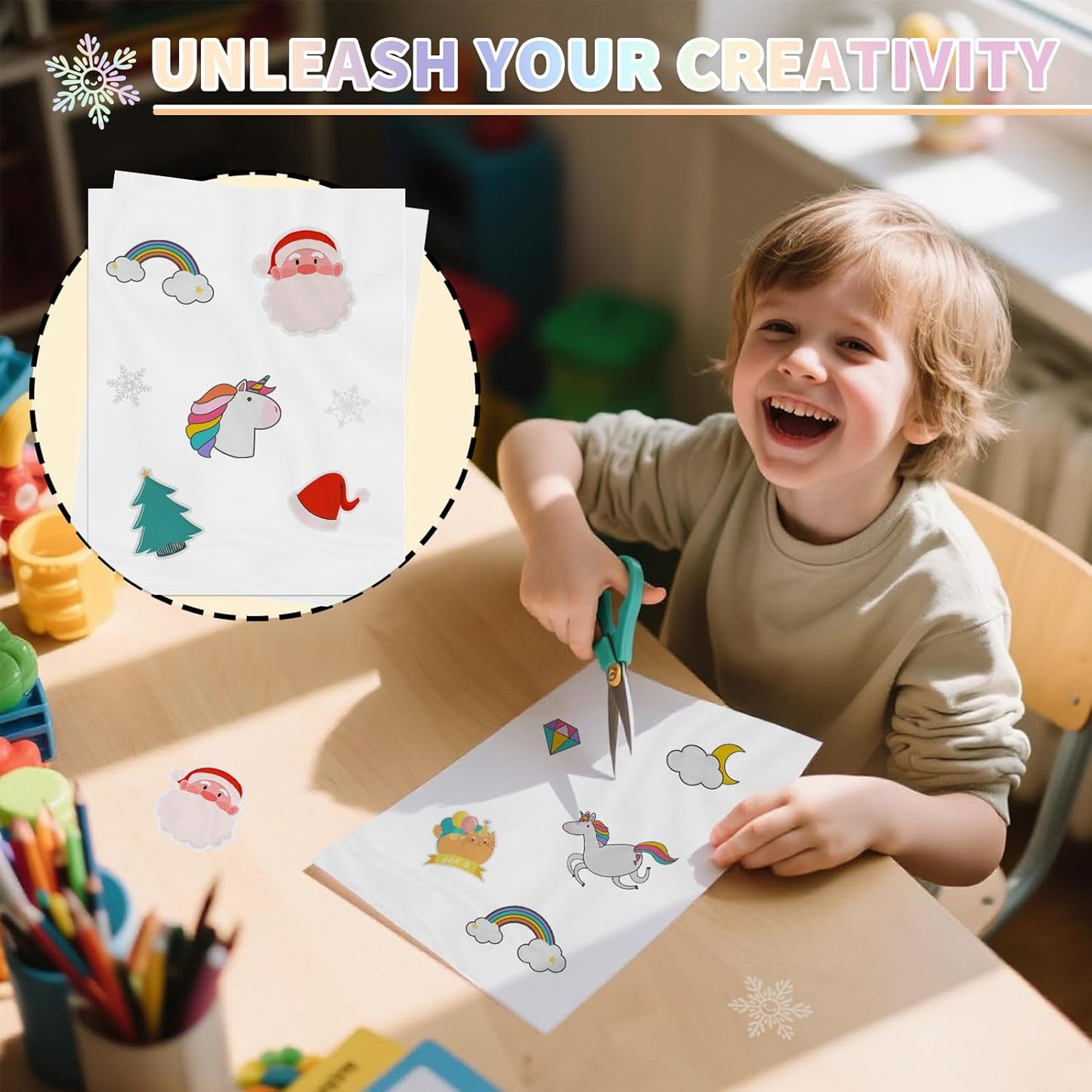 20 Sheets Holographic Sticker Paper,8.5x11 Inch Clear Printable Vinyl Sticker Papers,Self-Adhesive Waterproof for Inkjet/Laser Printer（Clear）