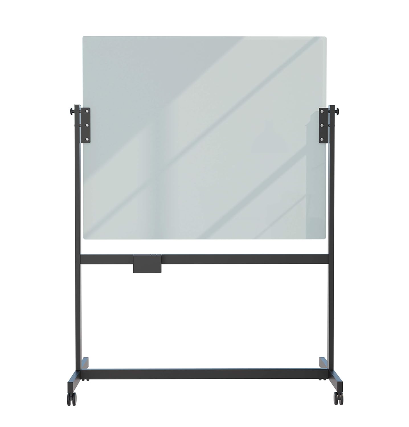 U Brands Magnetic Glass Dry-Erase Board Rolling Easel, 49" X 41" Inches, White Frosted Surface