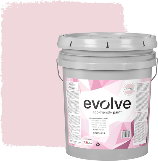 EVOLVE Paint & Primer: Environment-friendly, Low Sheen with One-coat Coverage for Interior & Exterior surfaces (Posy Pink, 5-Gallon)