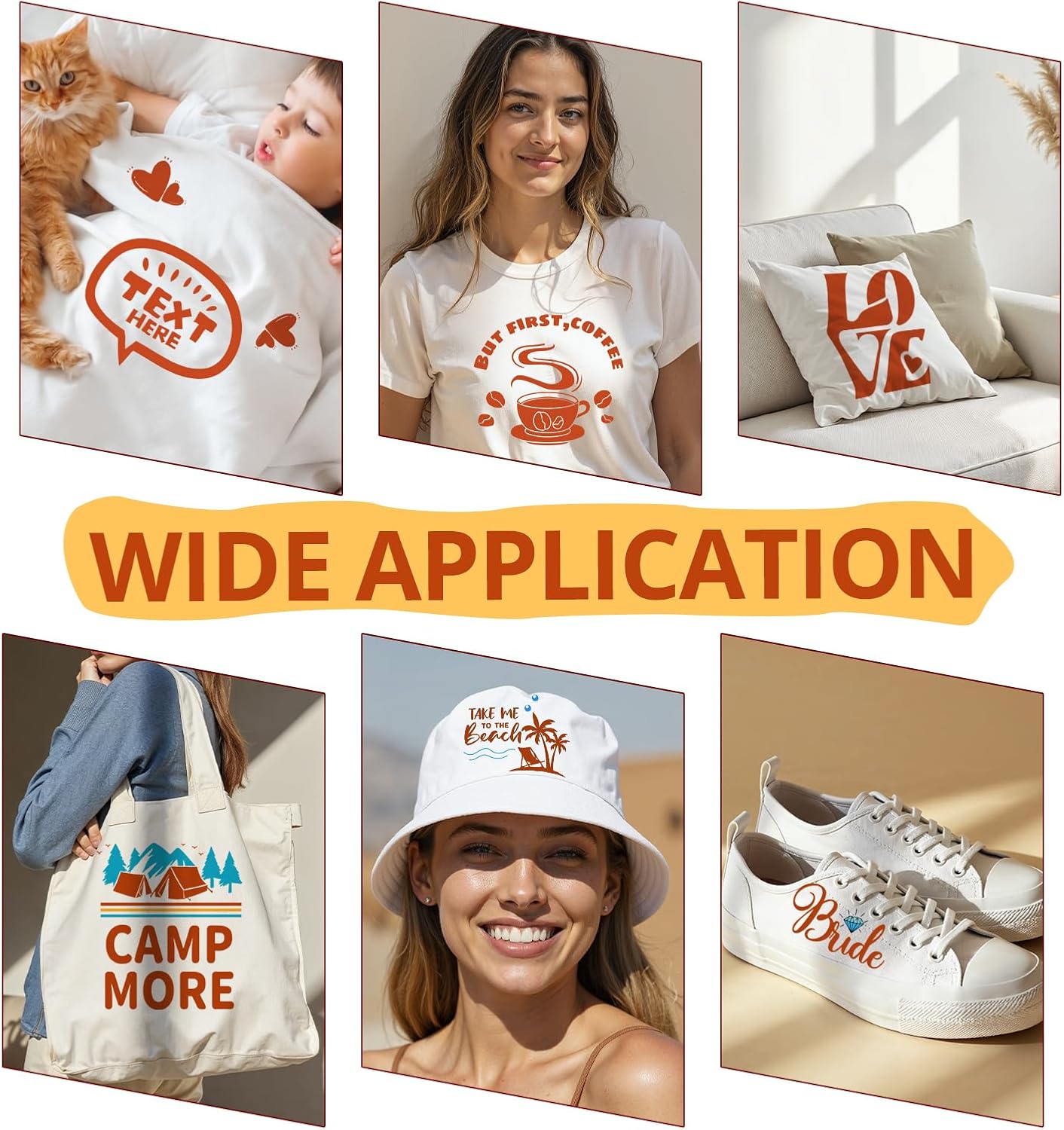 HTVRONT Orange Heat Transfer Vinyl Bundle - 10 Pack 12" x 10" HTV Vinyl for T-Shirt, Texas Orange Iron on Vinyl for Cricut, Silhouette Cameo or Heat Press Machine