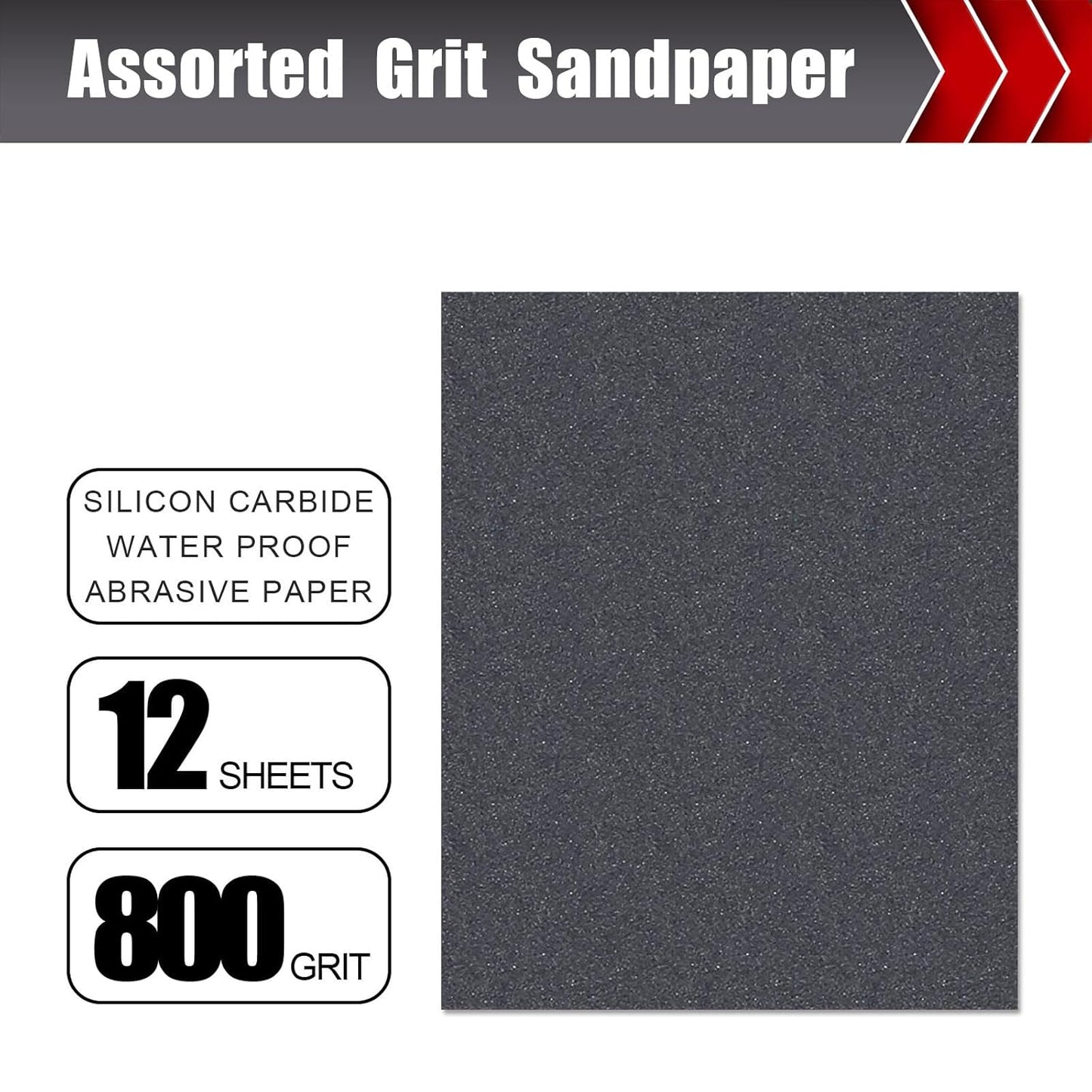 800 Grit Sandpaper, Wet Dry Sandpaper for Wood Metal Hand Sander Sand Paper Sandpaper Sheets Sandpaper Set Cut for Use 9" x 11"/12 Sheets