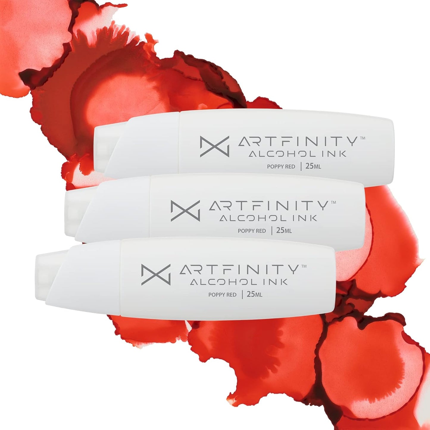 Alcohol Inks 3 Pack - Vibrant, Professional, Dye-Based Alcohol Inks for Artfinity Alcohol Markers, Artists, Drawing, & More! - Poppy Red R1-8