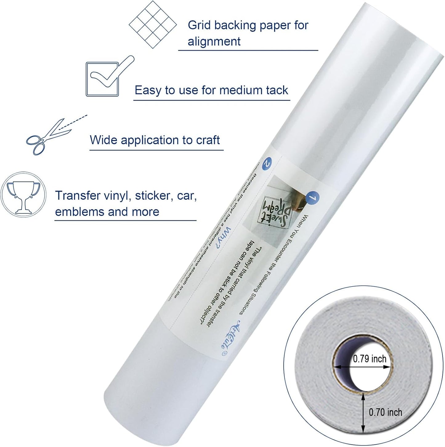 Clear Transfer Paper Tape Roll for Vinyl 12" x 50 FT Medium Tack for Adhesive Vinyl Signs, Application Clear Contact Paper Roll for Silhouette Cameo, Decals, Stickers, Windows (Transparent)