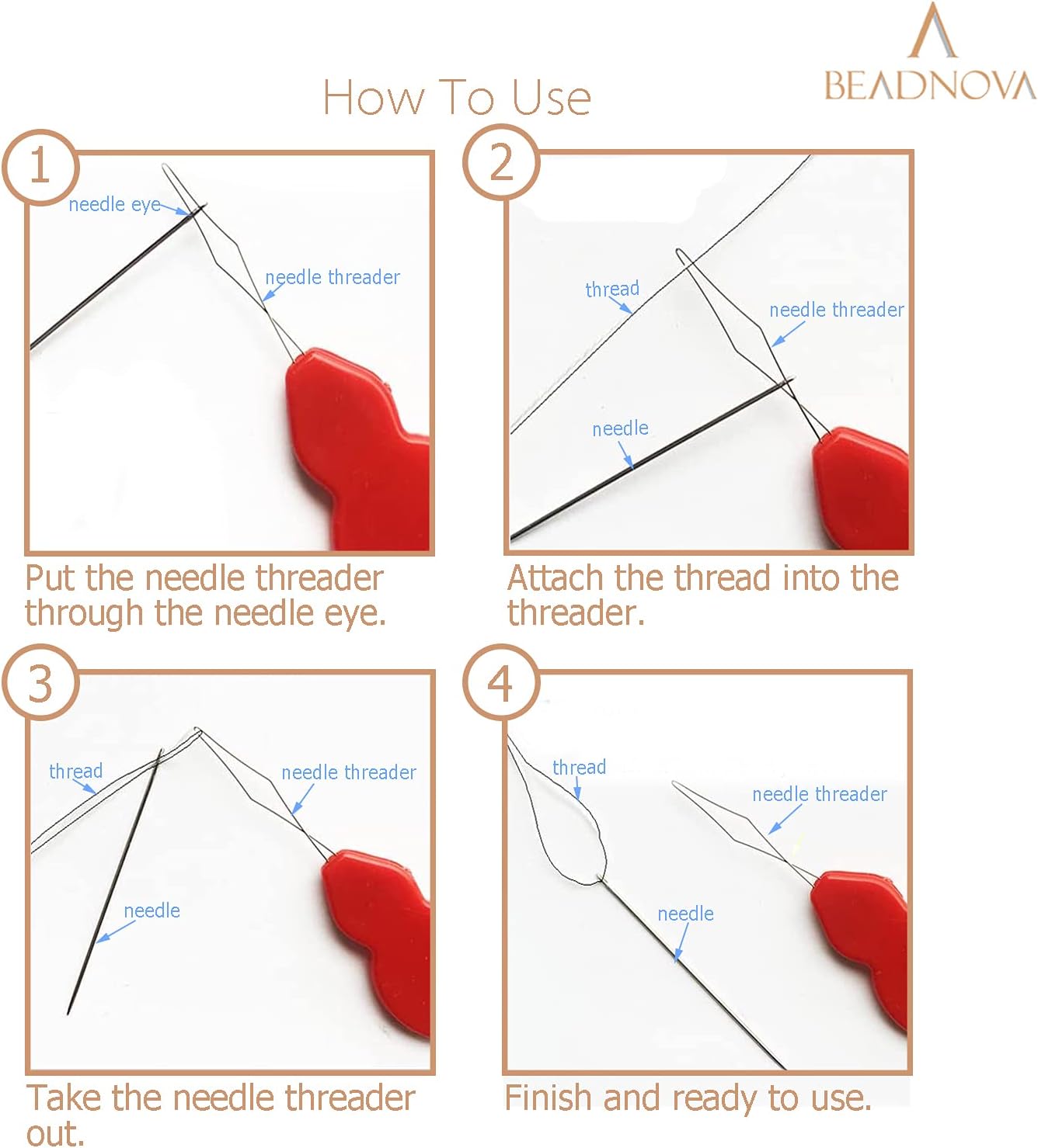 BEADNOVA Embroidery Needle Threader Tool 5pcs Plastic Wire Loop Sewing Machine Needle Threader for Hand Sewing Cross Stitch Craft Knitting Quilting (5pcs, Mix Colors)