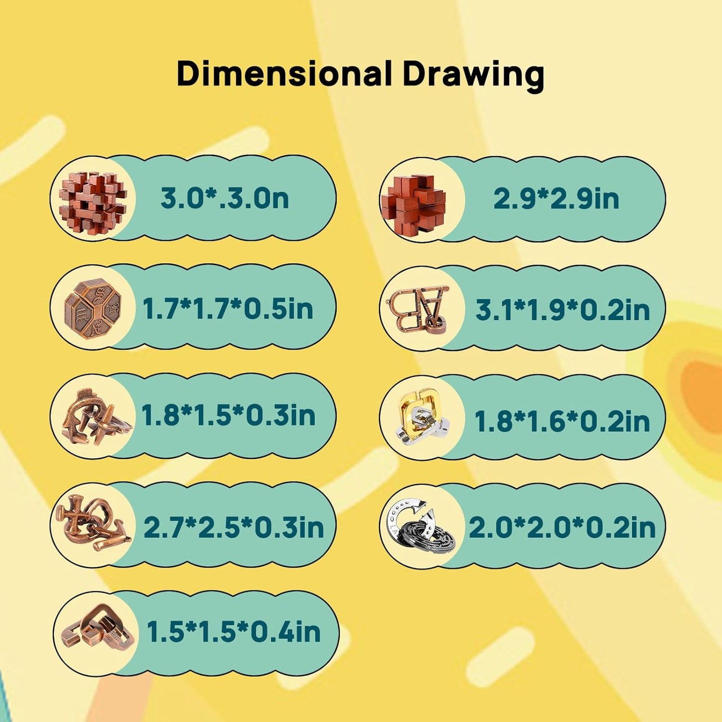 9pcs Difficulty Puzzles Gift for Adults, Teens, and Kids Brain Teaser Puzzles Game Desk Toys