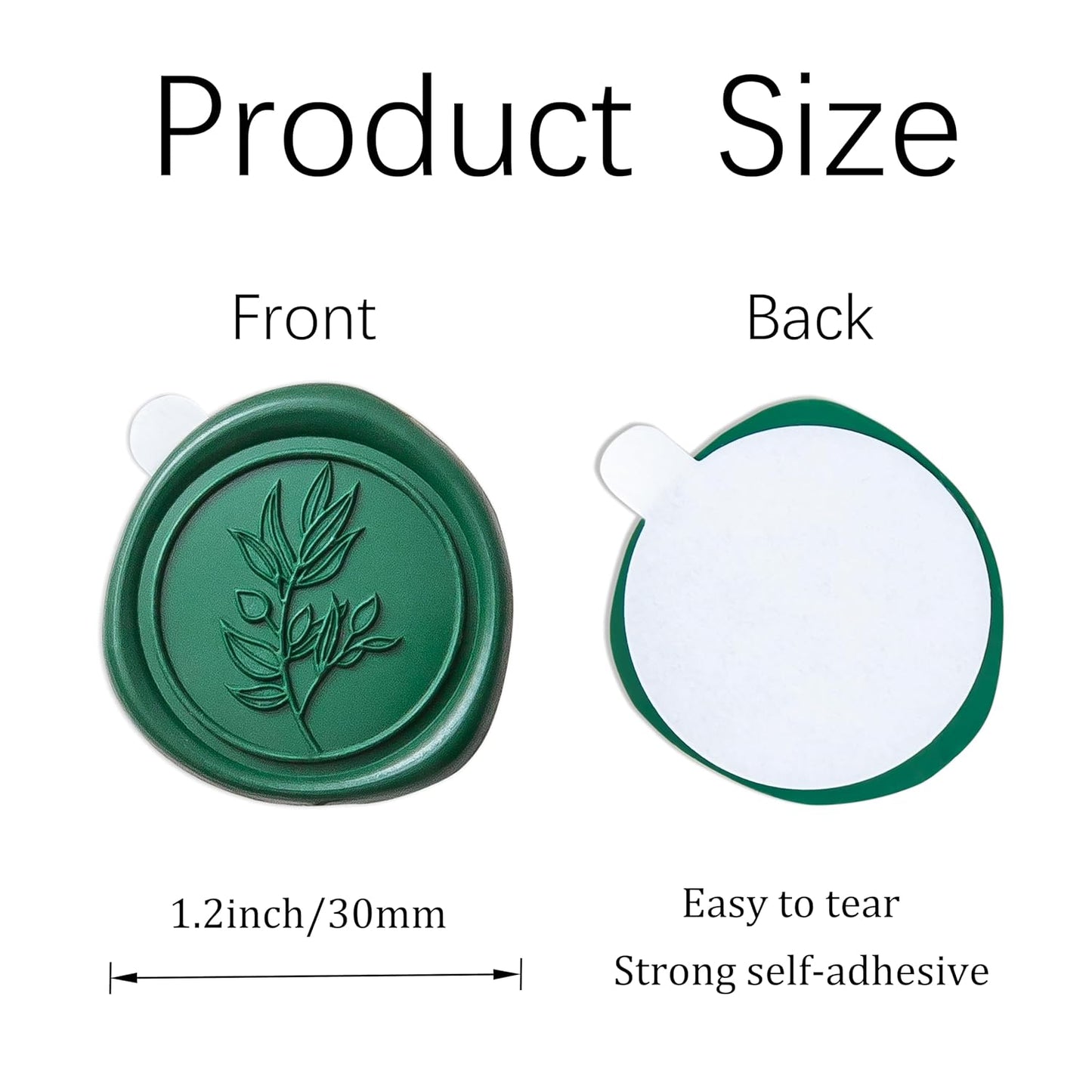 PONATIA 50 Pcs Emerald Green Wax Seal Stickers - Self- Adhesive Wedding Seal Stickers, Perfect for Invitation Cards, Envelopes Christmas Cards, Gift Wrapping, Party Menu Decor