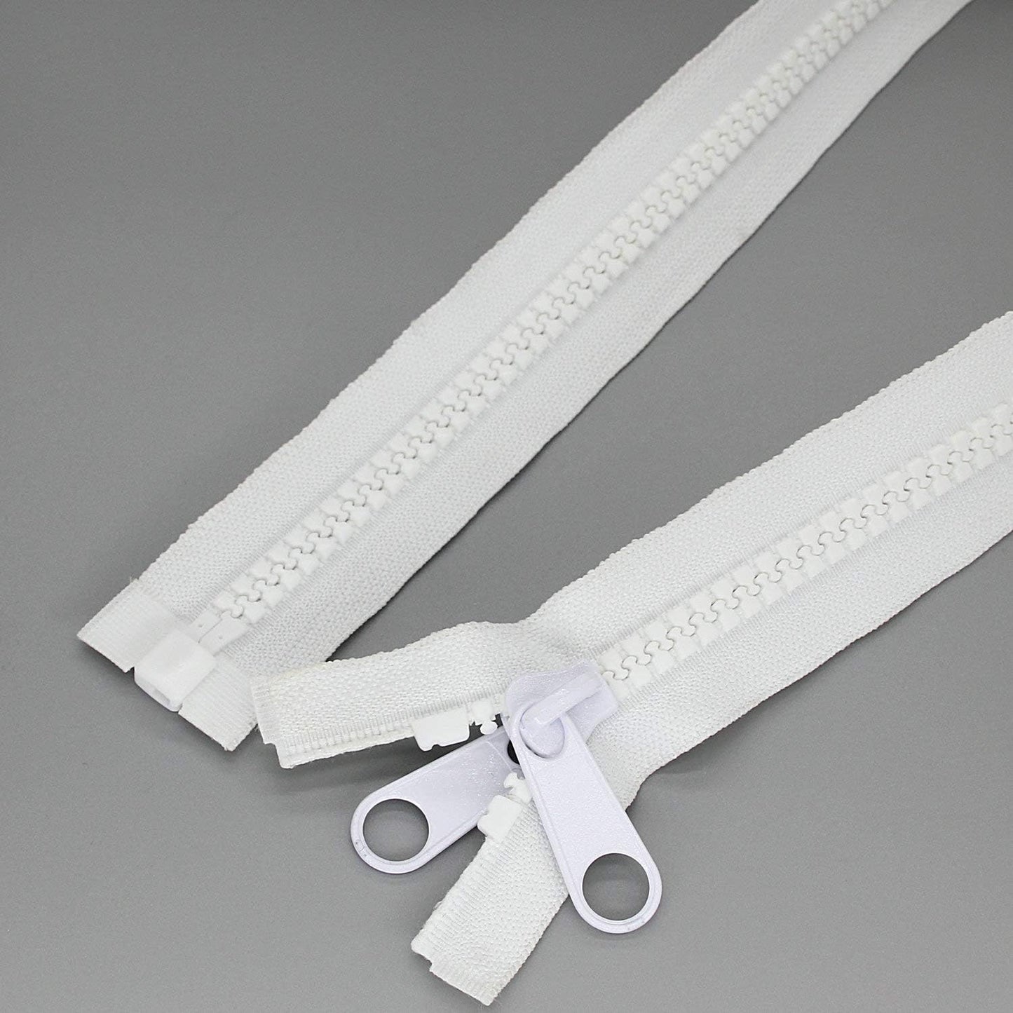 Leekayer 2PCS #10 36 Inch Heavy Duty Zippers for Sewing Separating Large Plastic Zippers White Tape with Double Pull Tab Slider, Sleeping Bag, Boat, Canvas, Cover, Trampoline, Dog Bed,Tent (36" 2pcs)