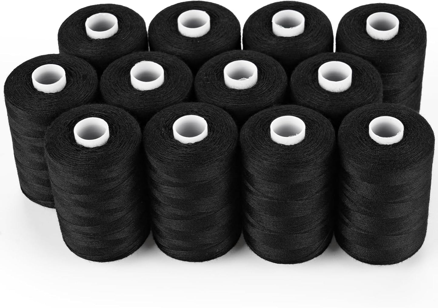 ilauke Sewing Thread, 12 Spools 1000 Yards Each Black Polyester All Purpose Thread, Sewing Machine Supplies fo Beginners/Hand Sewing/Hand Stitching, Quilting