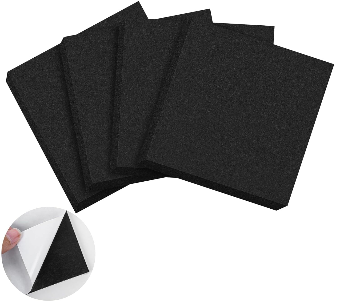 ToLanbbt 4 PCS Adhesive Foam Padding Sheets Closed Cell Neoprene Foam Sheet 3/4" Thick, 4" x 4" Self Stick Insulation Anti Vibration Pads Anti-Slip for Furniture, Cars, Speakers, DIY