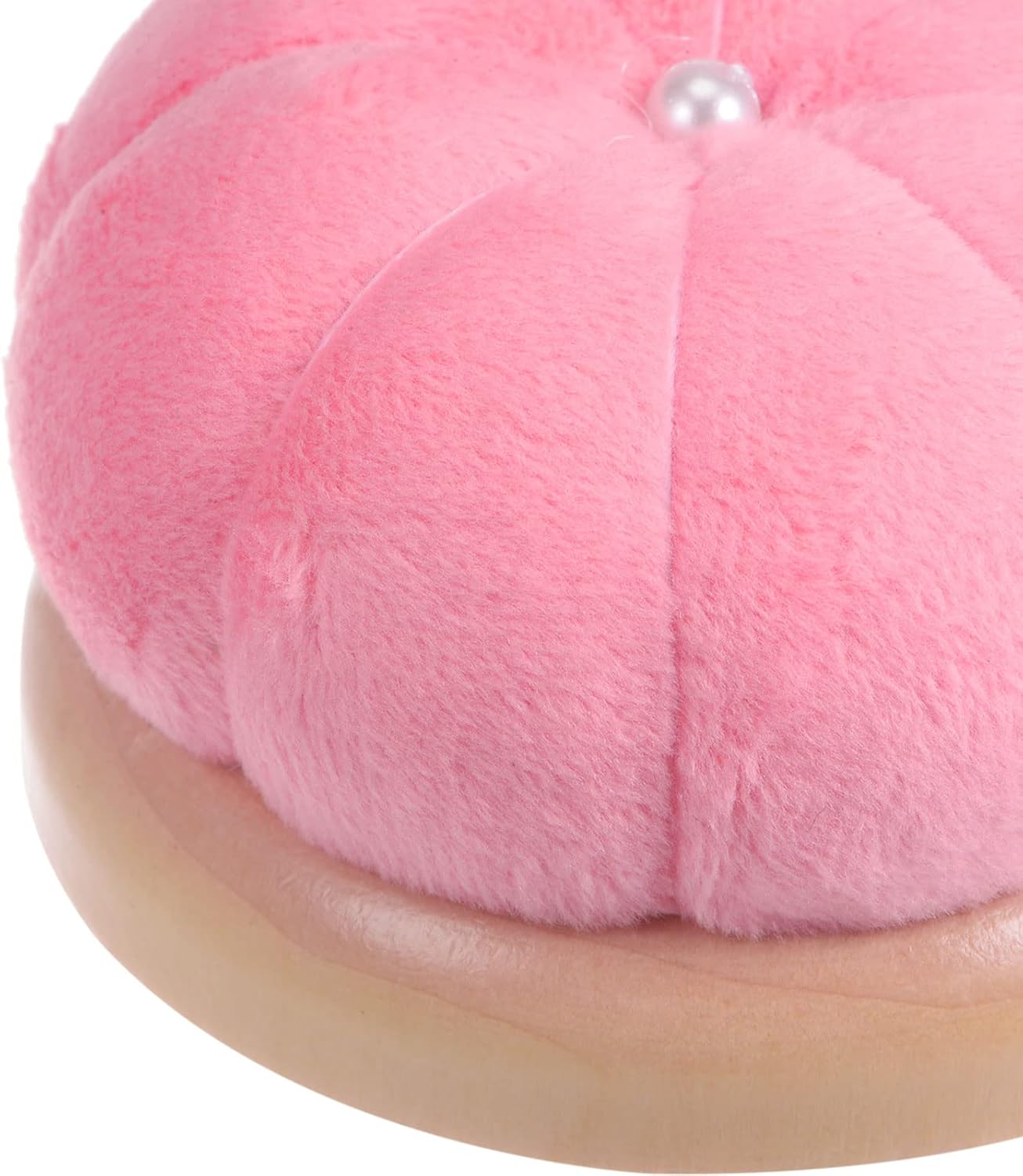 HARFINGTON Wooden Base Needle Pincushions Japanese Style Pin Cushions Round Pin Cushion Needle Holder for Sewing Quilting Needlework DIY Crafts, Pink