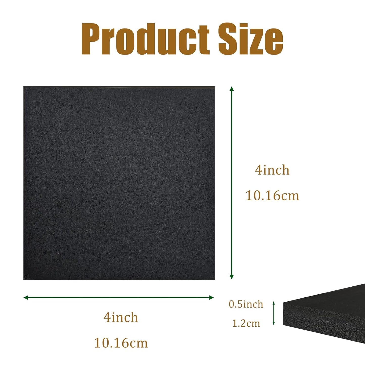 4 Pieces Adhesive Foam Padding 1/2 in Thick X 4 in X 4 in, Anti Vibration Pads, Closed Cell Foam Pads for Anti-Slip, Shock Absorption