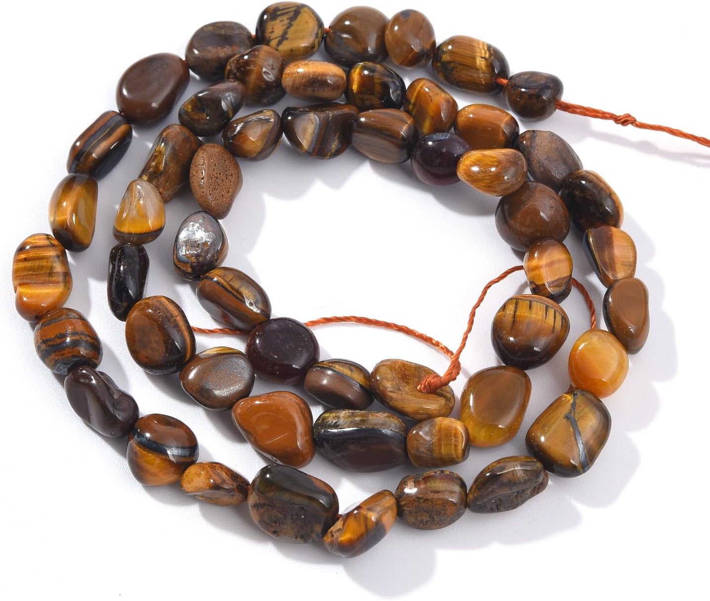 Yellow Tiger Eye Pebble Nugget Oval Free Tumbled Stone 6-8mm Natural Gemstone Loose Beads Approx 15.5 inch for DIY Jewelry Making