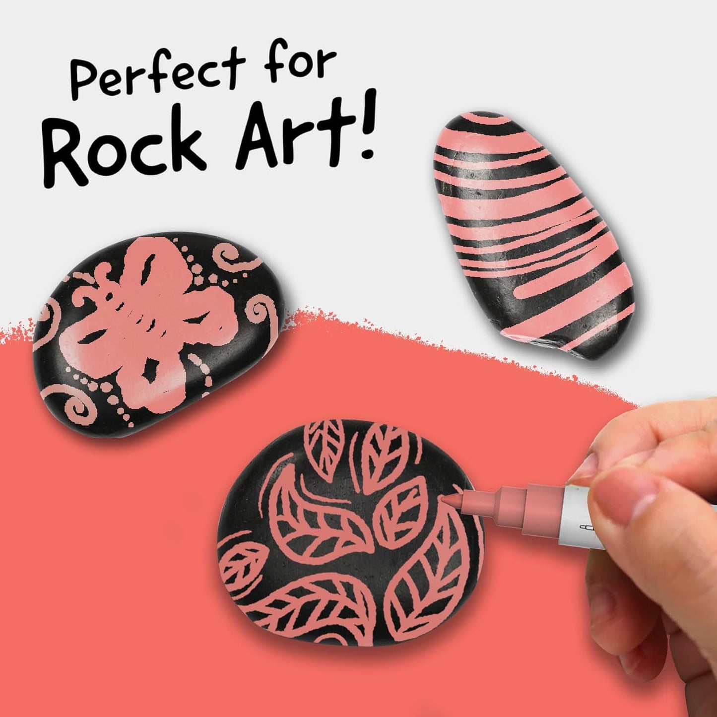 4 Dual Tip Pink Paint Pen Metallic - Fine Tip & Medium Acrylic Paint Markers - Pink Marker for Metal, Wood, Rock Painting, Canvas, Ceramic, Glass, Fabric, Leaf and Plastic - Water-based Ink