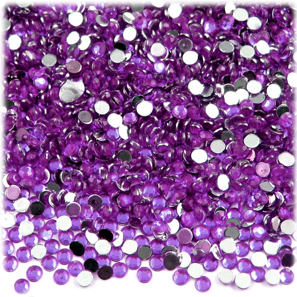 The Crafts Outlet 1,440pc Rhinestones Round 3mm (10ss) Purple (Amethyst)