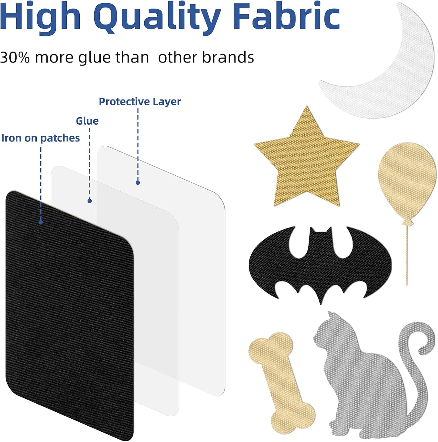 HTVRONT Iron on Patches for Clothing Repair, Multi-Color Fabric Patches Iron on for Denim Jean Repair Decorating Kit 20 Pieces Iron on Patch Size 3.7" by 4.9"(9.5 cm x 12.5 cm)