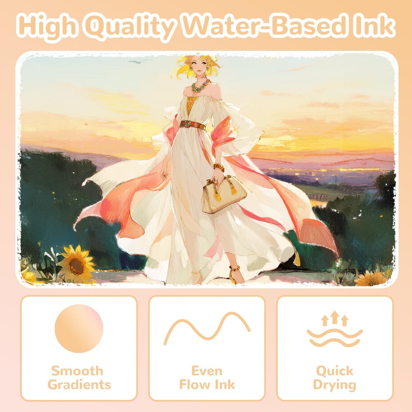 Guangna 12 Skin Tone Acrylic Paint Markers Set, Brush Tip Acrylic Paint Pens for Rock Painting, Wood, Glass, Paper, Coloring Book, Ceramic, Canvas, DIY Crafts, Water-Based Ink