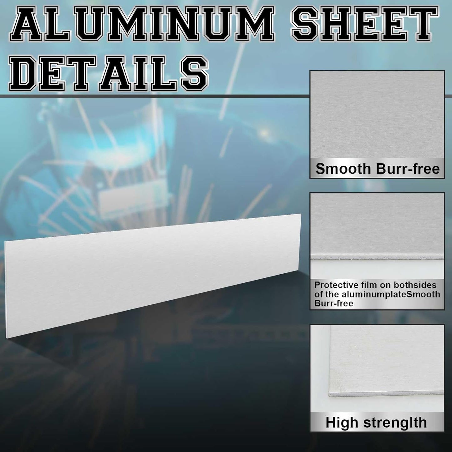 2 Pack 5052 Aluminum Sheet Metal 2" x 12" Aluminum Plate 1/8 (0.125'') Inch Thickness Rectangle Metal Panels for Industry Crafting Handcraft DIY Projects