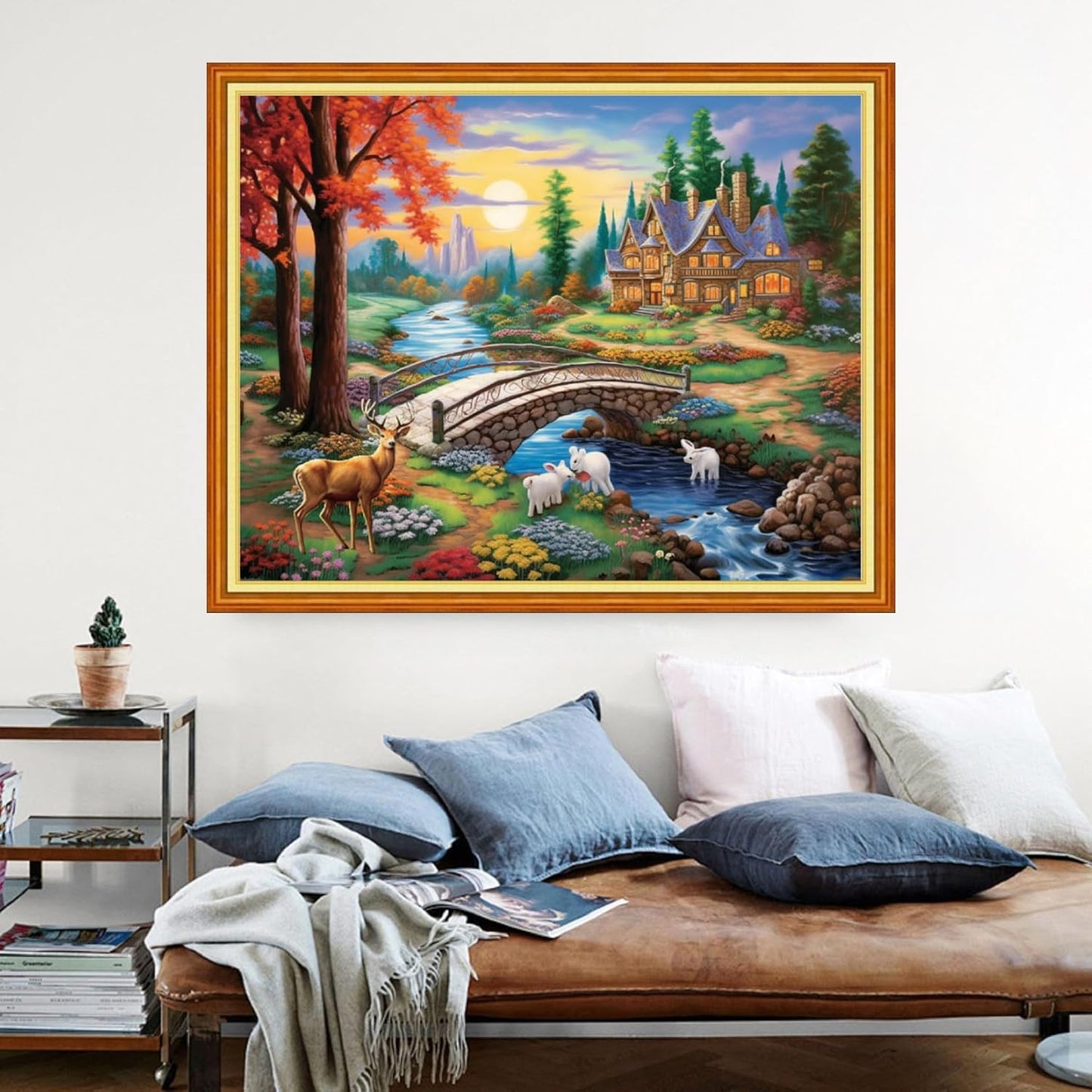 Dimensean Stamped Cross Stitch Kits Full Range of Embroidery Patterns Starter Kits for Beginners Adult or Kids DIY Cross Stitches Needlepoint Kits 11CT-Dream Home 16x20 inch