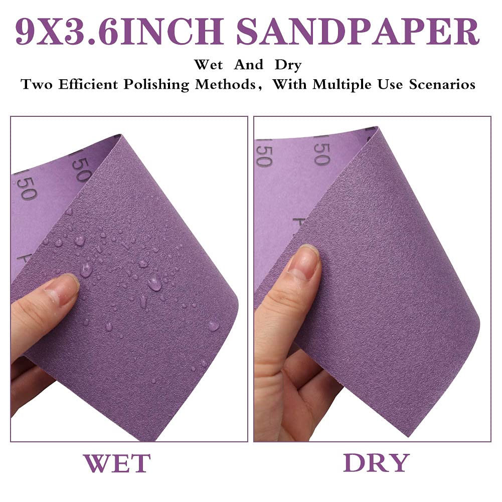 Sandpaper 120 to 3000 Grit,Wet Dry Sanding Sheets,High Performance Ceramic Abrasive Sand Paper for Wood Furniture Finishing,Metal Grinding,Automotive Polishing,9 x 3.6 Inch,60PCS