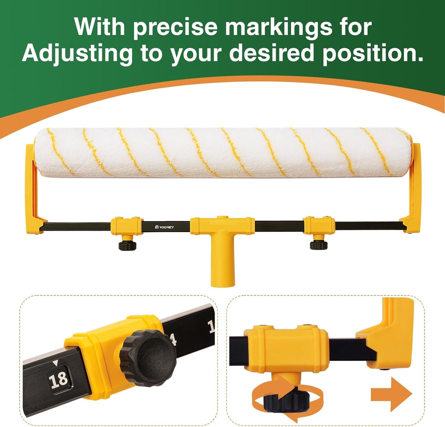 Voomey 18" Paint Roller kit，9 Piece 18 inch Paint Roller，18 Paint Roller Tray with Liner,Microfiber Paint Roller,Paint kit for House Painting