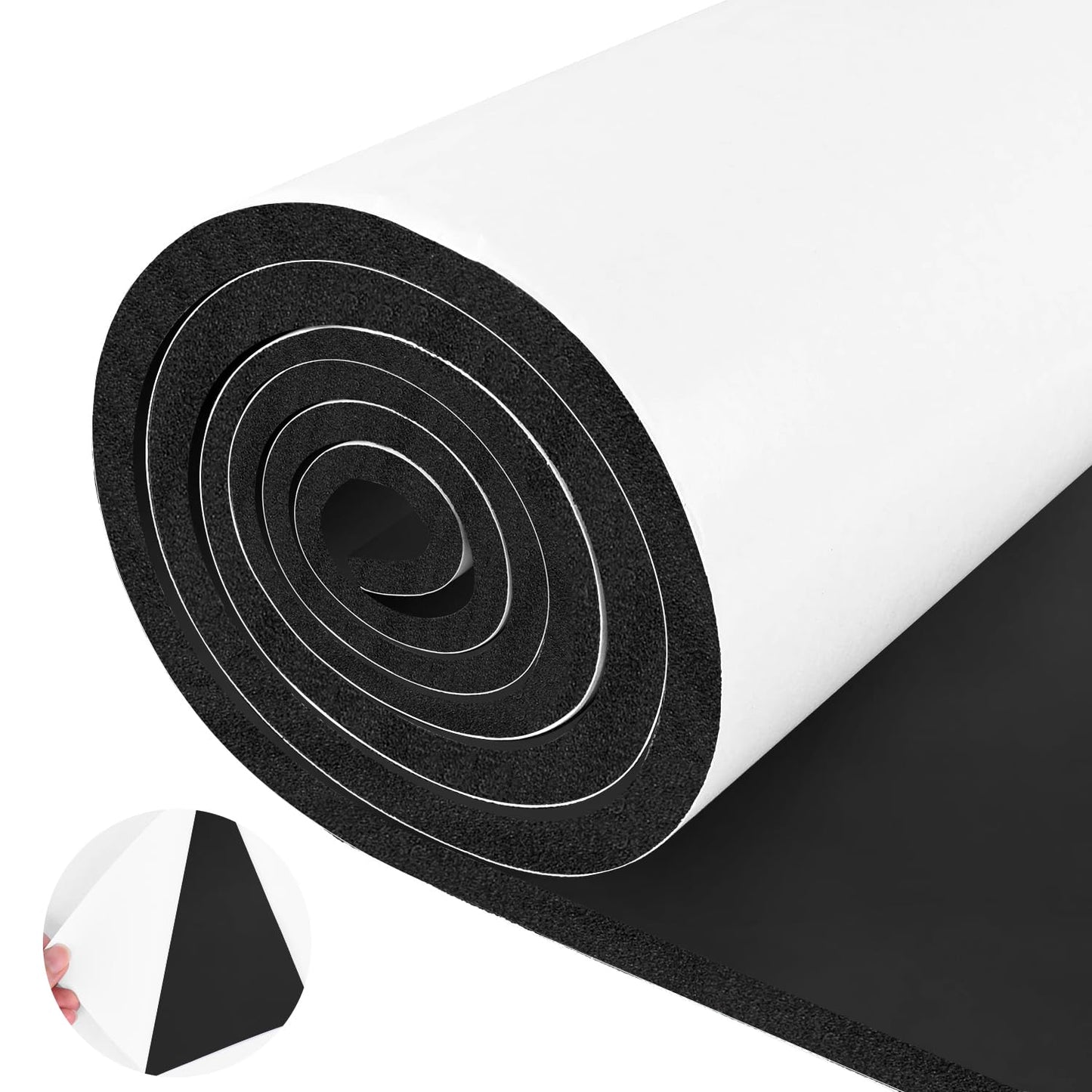 Tolanbbt Sponge Neoprene Foam Sheet with Adhesive - 1/2” Thick, 12” x 118” Closed Cell Foam Rubber Roll, Weatherproof Soundproof Padding for Automotive, Cabinet, Furniture, Crafts, DIY, Black