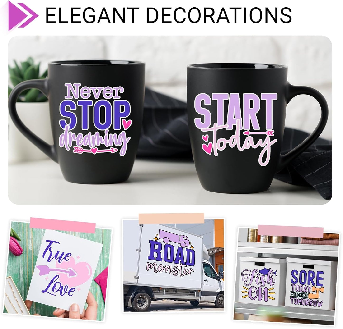 GIRAFVINYL Purple Permanent Vinyl - 12”x12” 7 Pack Adhesive Purple Vinyl for DIY Helloween Decorations, Signs, Tumblers, Easy to Weed & Water-Proof