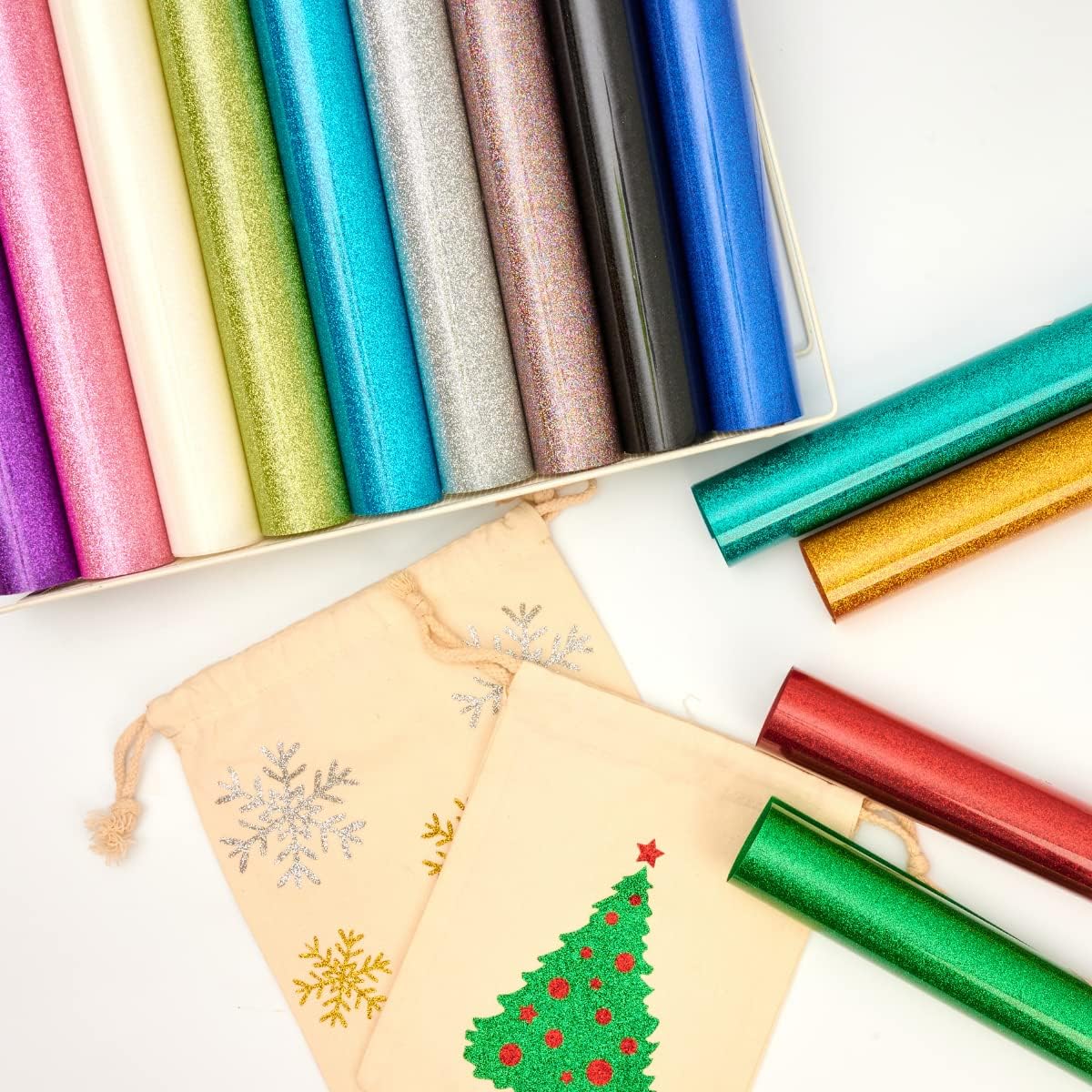 Glitter HTV Heat Transfer Vinyl 12"x12" Bundle 13 Sheets Iron on Vinyl for T-Shirts Gifts Design(Assorted)