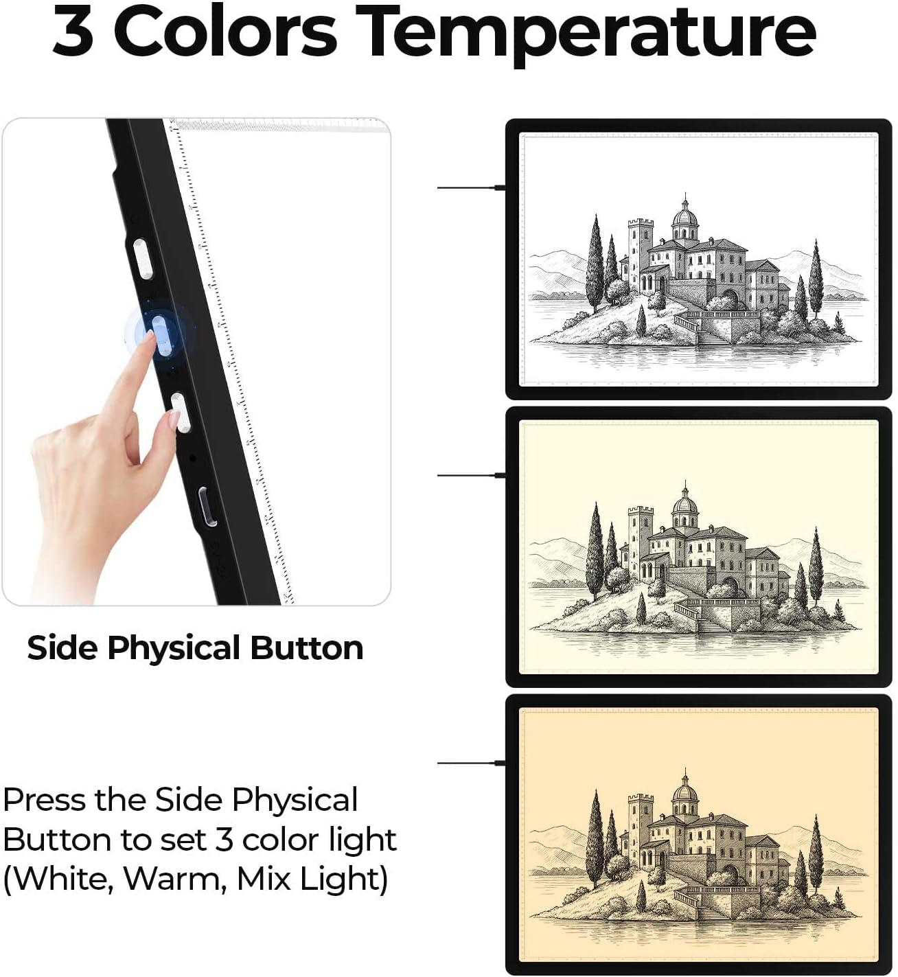 Heanolier A2(25.2" x 18.4") Artist tracing Light Box Copy Table,Large Magnetic Light pad with Physical Buttons & Adapter,3-Color,Dimmerable Bright Light Board for Diamond Painting,Drawing,Sketching