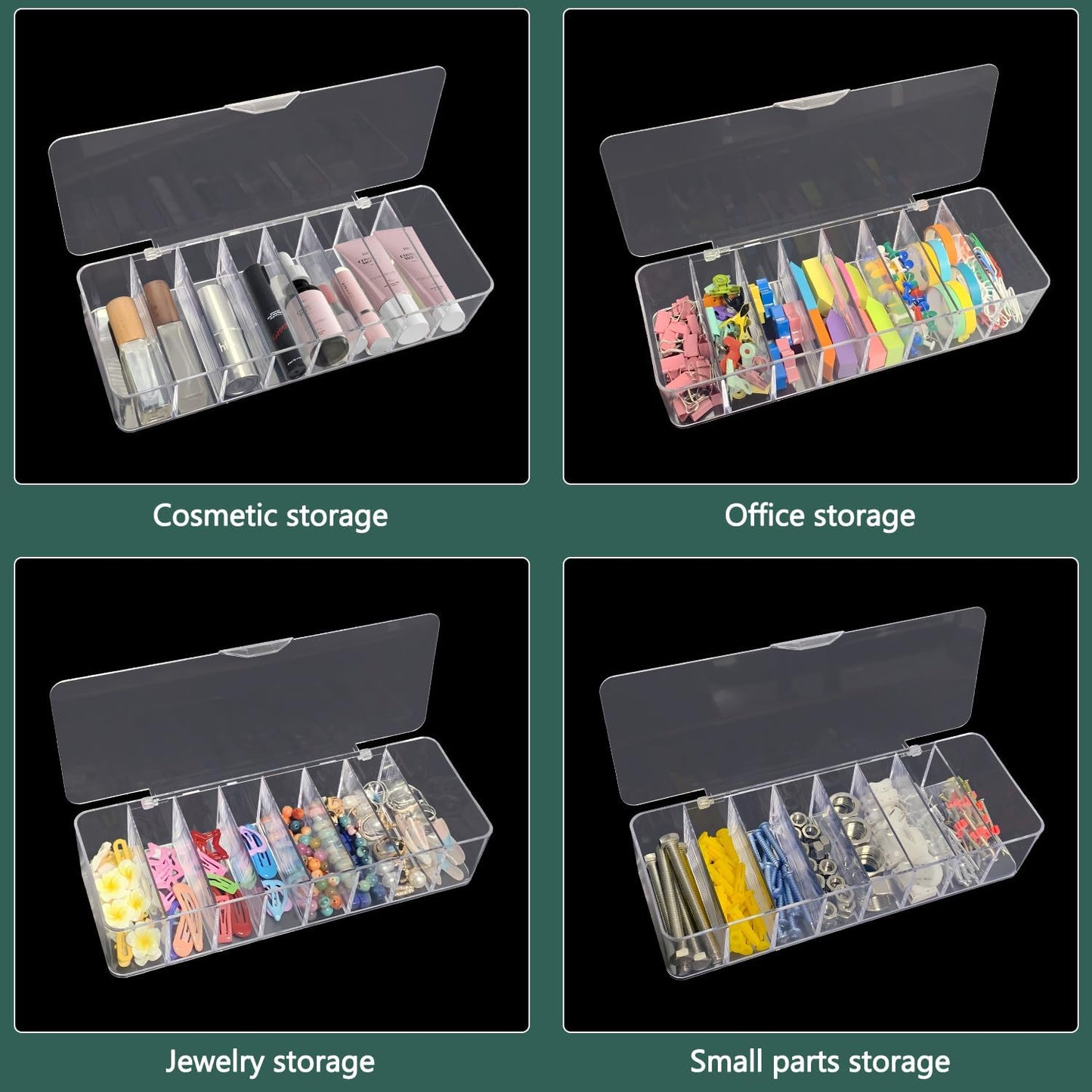 DUOFIRE 2 Pcs Cord Organizer with 16 Cable Ties, Clear Acrylic Cable Organizer Charger Organizer Electronics Organizer with Lid for Home Office Desk Organizers and Accessories