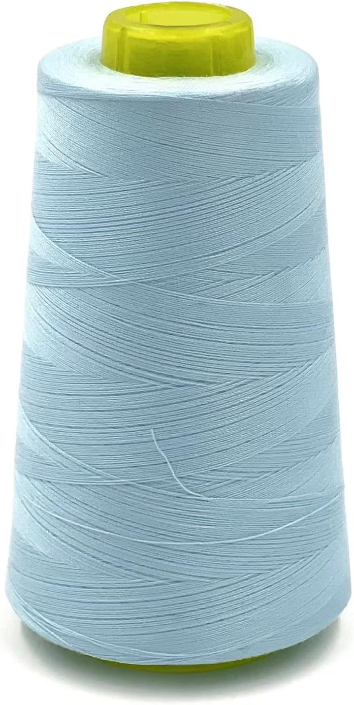 Tortoise 4 Cones of 3000 Yards Each Spool Thread for All Purpose, Serger, Overlock, Quilting, Sewing Machine - 100% Polyester - Light Blue