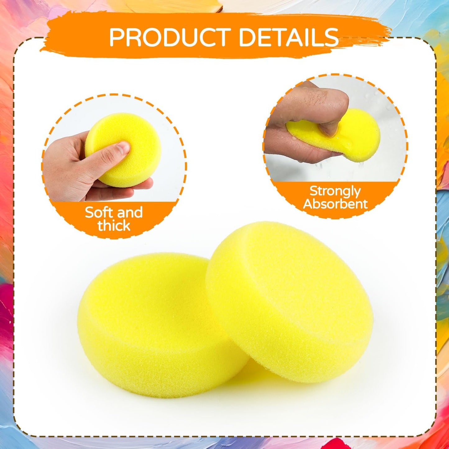 27 Pack Round Painting Sponge, 2.9 Inch Pottery Sponges, Yellow Synthetic Artist Sponges, Clay Sponge for Art Crafts, Pottery Making, Ceramic Decoration, DIY Projects and Daily Use
