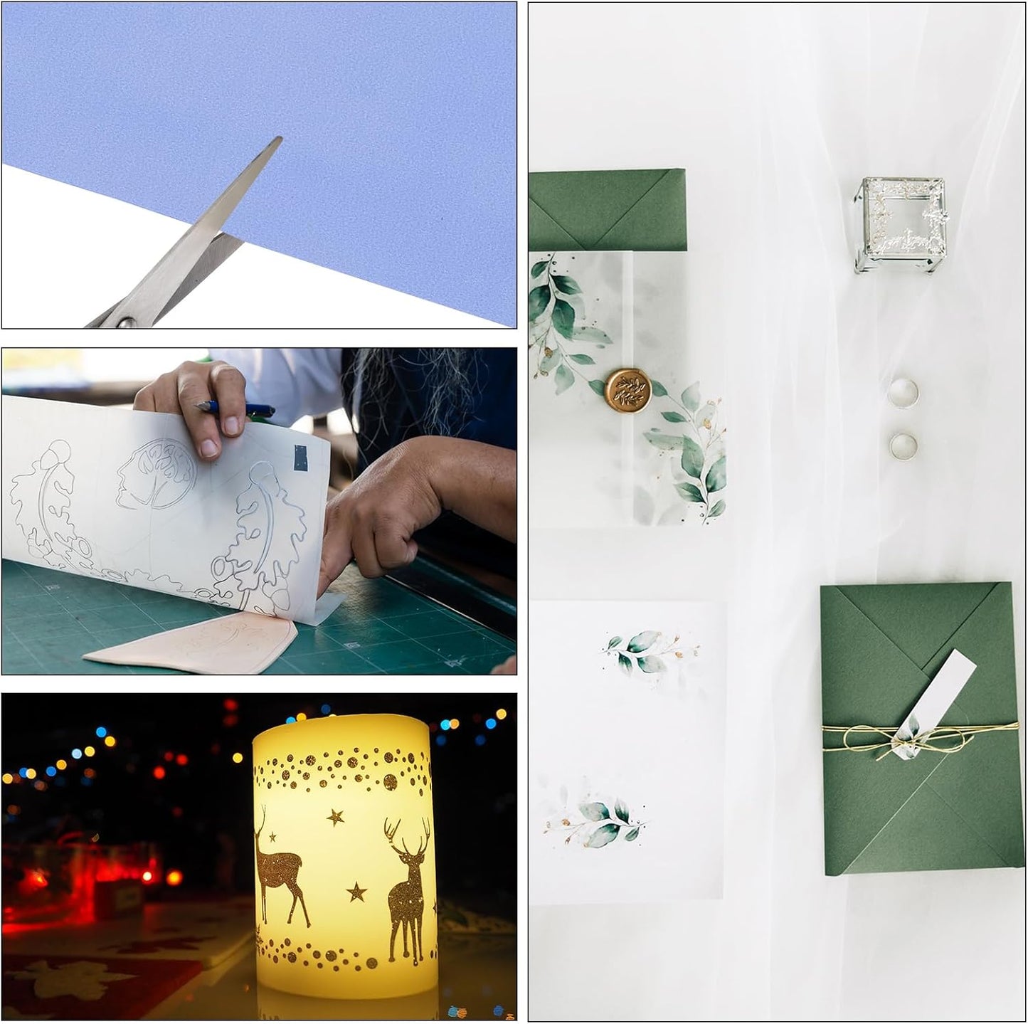 PATIKIL 30 Sheets Vellum Paper 4.25x5.5, Vellum Paper Printable Translucent Paper 100GSM Colored for Invitations Laser Inkjet Printing Card Making Crafting Wedding Tracing, Navy Blue