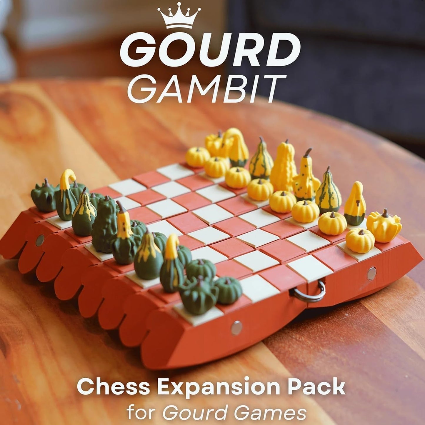 Pumpkin Game Set: Magnetic Chess Checkers, Dice Tower, Cribbage, Card Holder, Forgecore Gourd Games, Gourd Gambit Pumpkin Chess Expansion Pack, 3D Printing Portable Adult Pumpkins Board Game Set(#2)