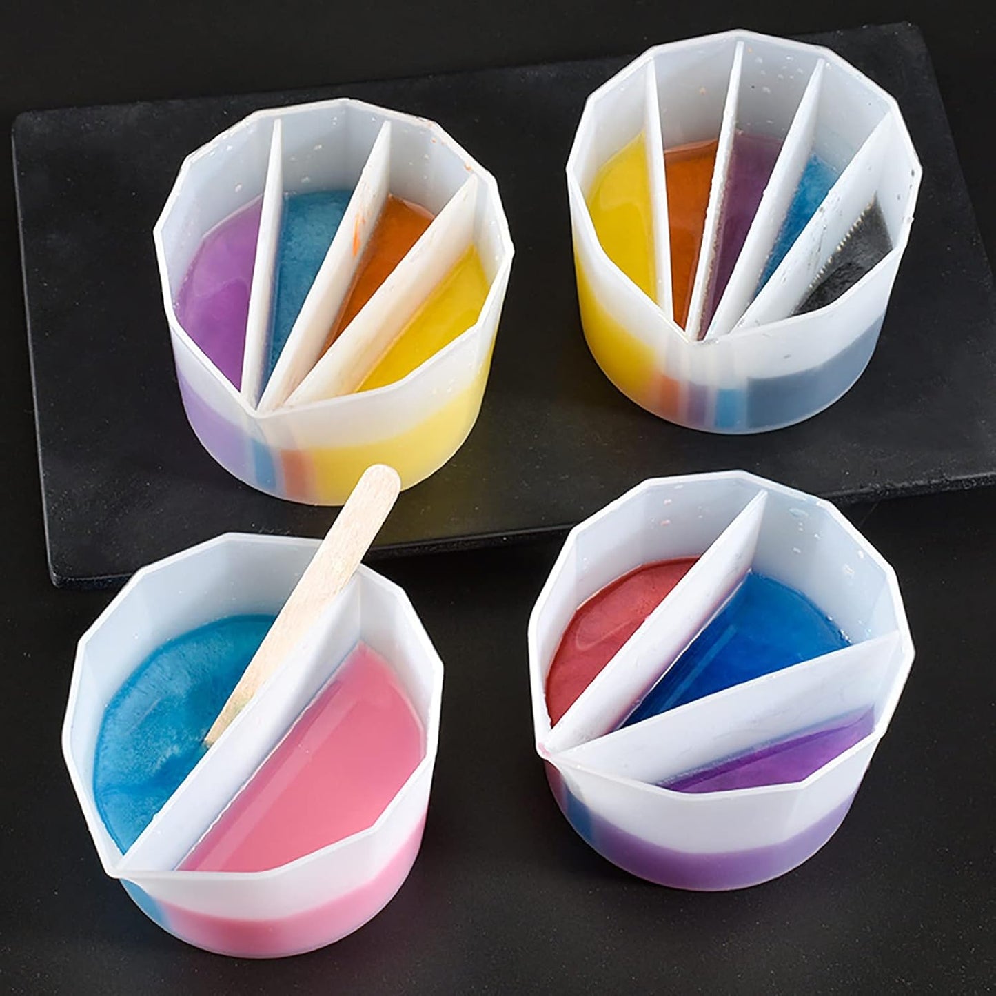 4pc Resin Split Cup Set - Silicone Portion Cups for Clay Mold, Candle Making & Craft Supplies - 3D Silicone Molds for Resin Casting