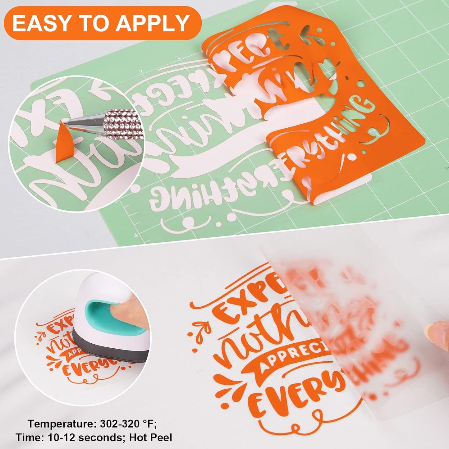 VINYL FROG Heat Transfer Vinyl Roll HTV Vinyl - 12" x5ft Orange Iron on Vinyl for T-Shirts, Heat Press Vinyl for Halloween DIY Craft Designs (Orange)