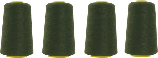 Mandala Crafts 4 Pack of Serger Threads Cones Spools - 20S/2 24000 Yards Polyester Olive Green Threads for Sergers Machine and Overlock Quilting Sewing Machine