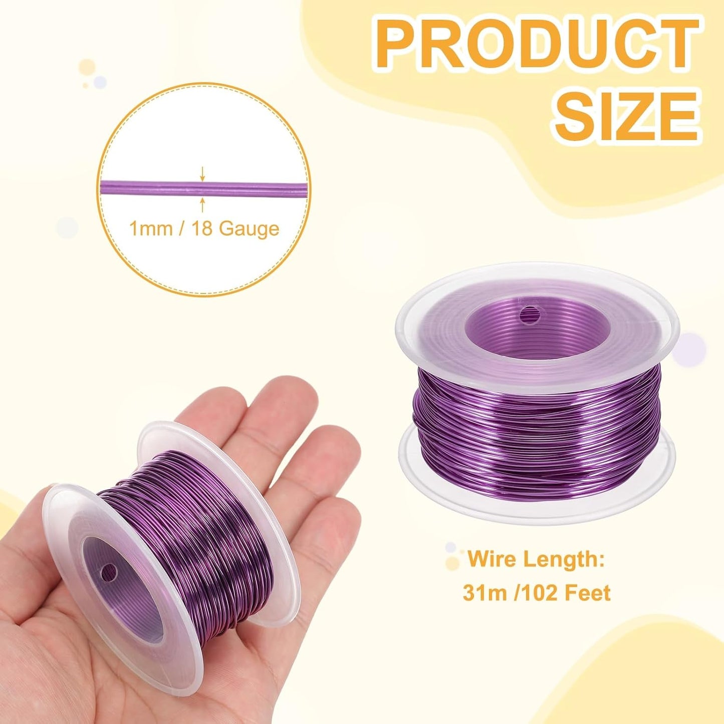uxcell 18 Gauge / 1mm Anodized Aluminum Wire for Jewelry Craft Making, 102 Feet Bendable Flexible Wire for DIY Home Decor Gardening Sculpture, Purple