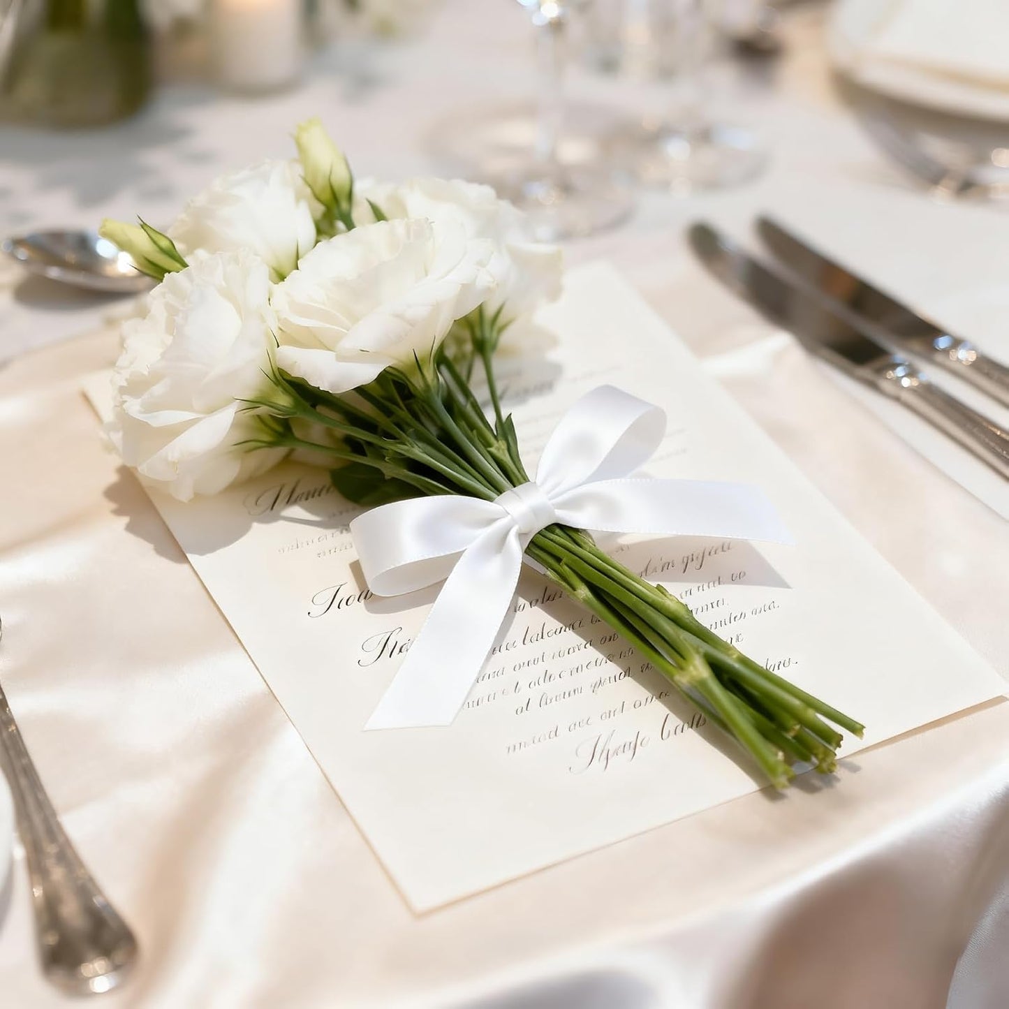 5/8 Inch 100 Yards White Ribbon, Fabric White Stain Ribbon for Gift Wrapping, Wedding and Birthday Party Decoration, Valentine's Day, Craft, Flower Bouquet, Sewing