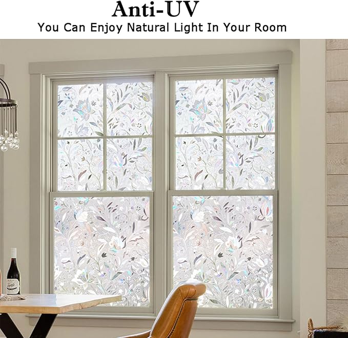Kromapolis Window Film, Window Privacy Film, Window Vinyl Glass Covering, Stained Glass Decorative Film, Window Film Privacy Frosted Static Clings, Non-Adhesive, No-Glue (29.5 x 157.4inch)