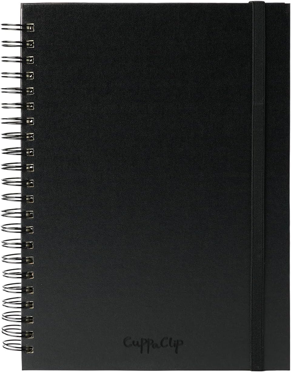 CuppaClip Sketch Book Hardcover Drawing Pad 300GSM Acid-Free Paper Spiral Bound Sketchbook 50 Sheets/100 Pages Art Supplies (Spiral Binding, 8.3x11.8in)