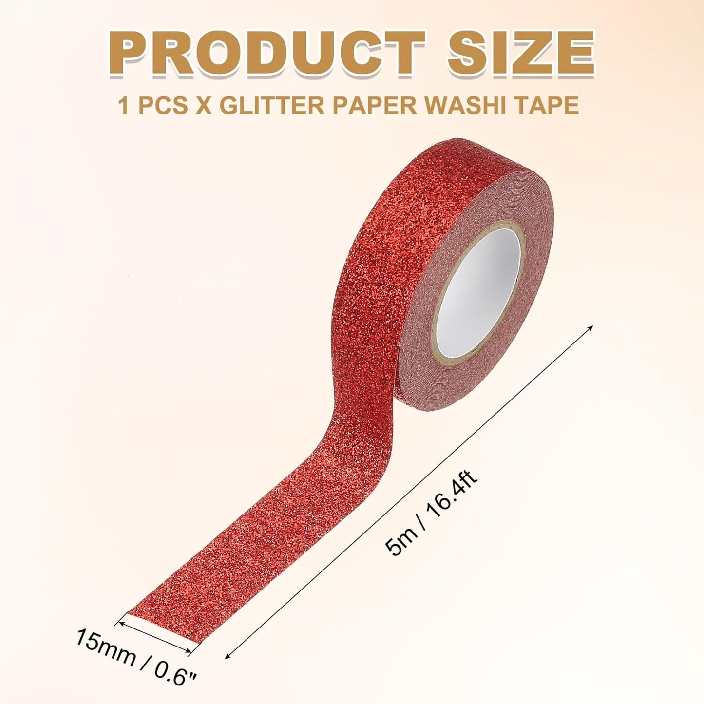 PATIKIL 1 Roll Glitter Paper Washi Tape, 15mm Washi Self-Adhesive Decorative Tape for Crafts DIY Gift Packaging Art Scrapbook Decor, Red