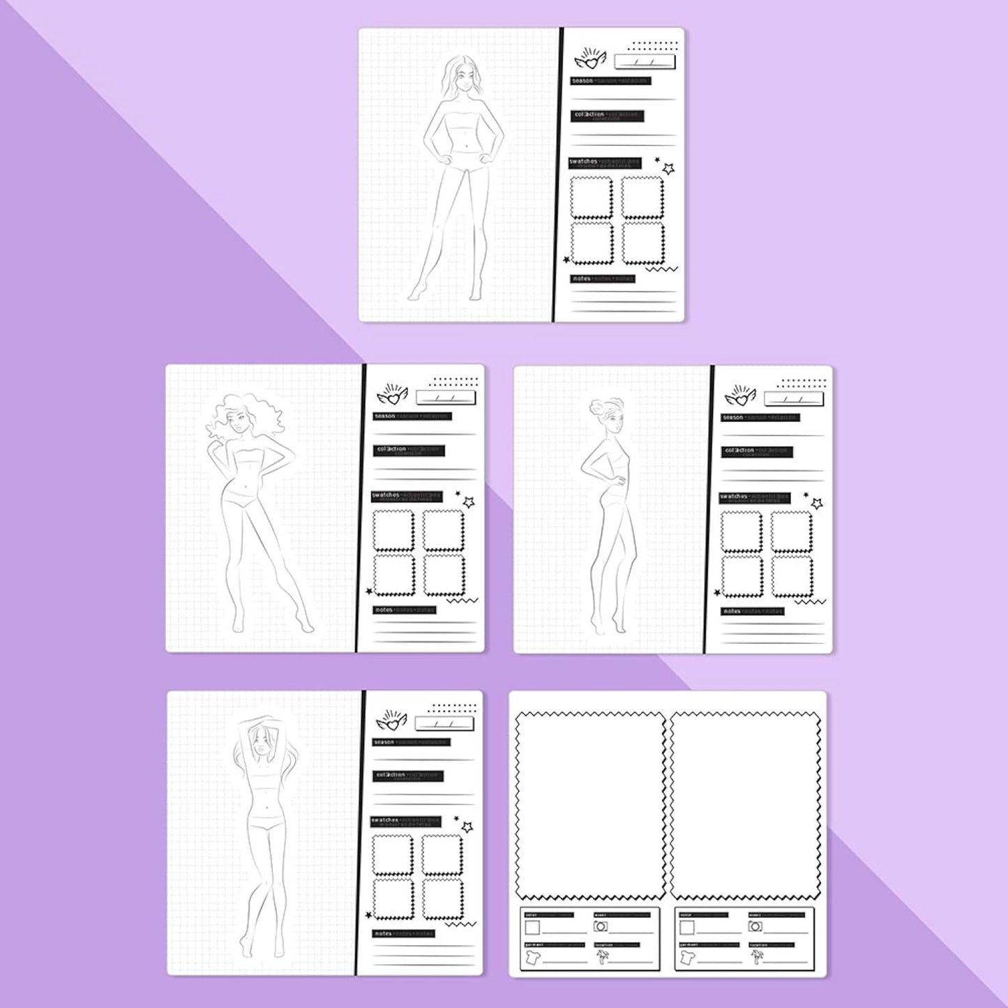 Fashion Angels Fashion Runway Portfolio - Fashion Design Sketch Book with Stencils & Stickers - Ages 8 & Up