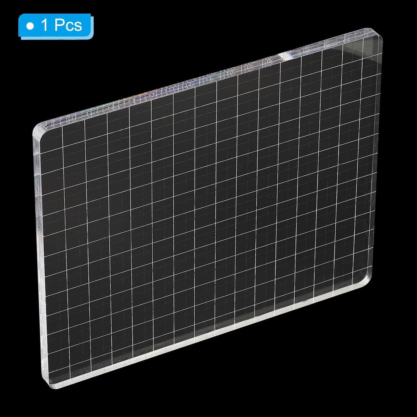 PATIKIL 6" x 5" Acrylic Stamp Block, Clear Stamping Block with Grid Lines Decorative Mounting Blocks Square for Scrapbooking DIY Crafts Card Making