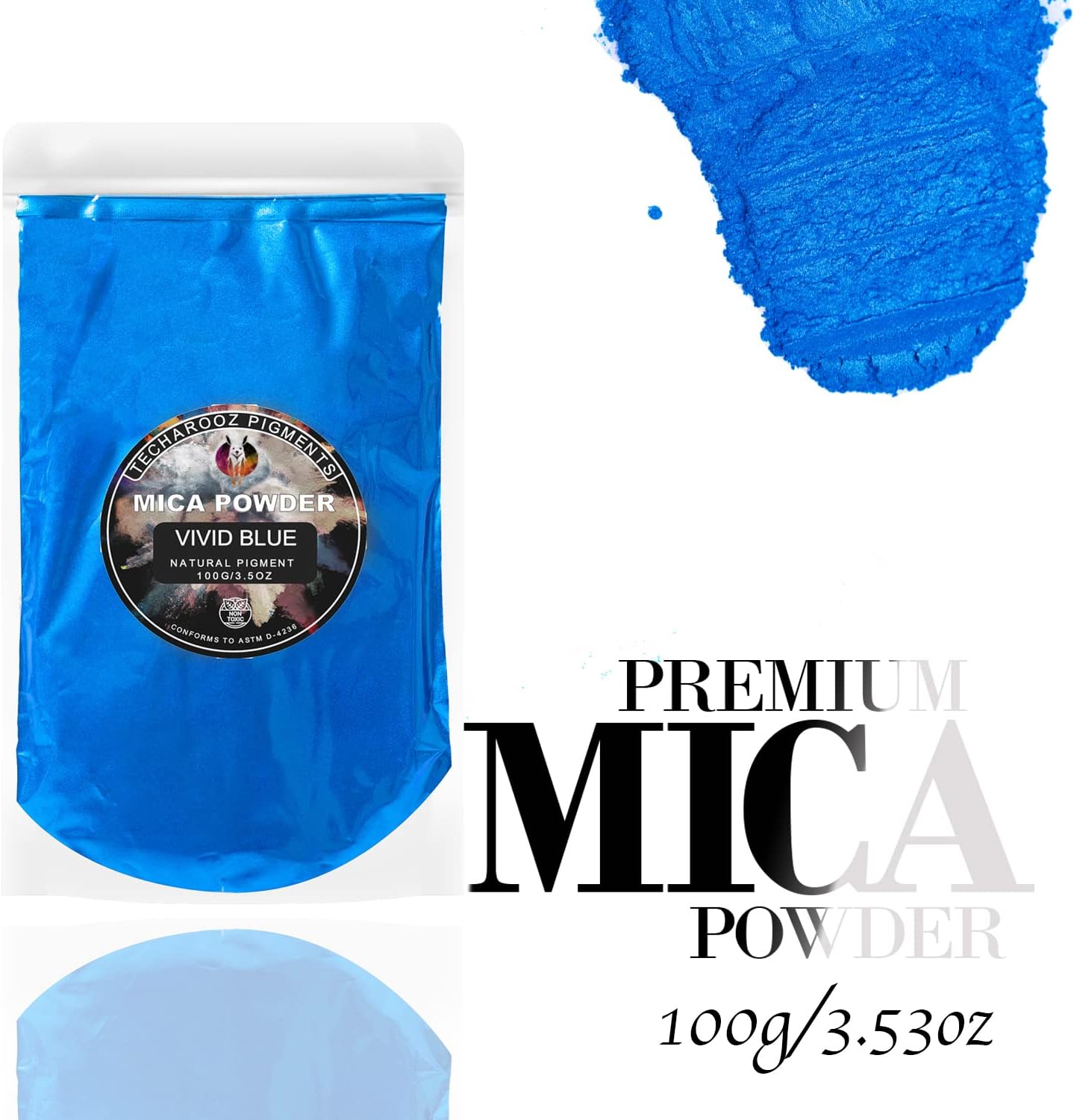Vivid Blue Mica Powder for Epoxy Resin 100g / 3.5oz.Sealed Bag- Techarooz 2 Tone Resin Dye Color Pigment Powder for Lip Gloss, Nails, Colorant for Slime Bath Bombs Soap Making & Polymer Clay