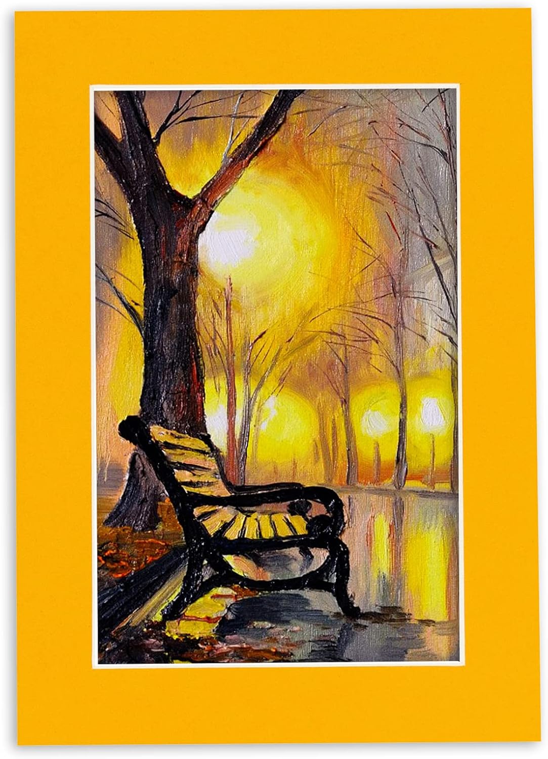 8x10 Mat Bevel Cut for 5x8 Photos - Acid Free Golden Orange Precut Matboard With Backing Board and Crystal Clear, Self Seal Photo Mat Bag - For Pictures, Photos, Framing - 4-ply Thickness