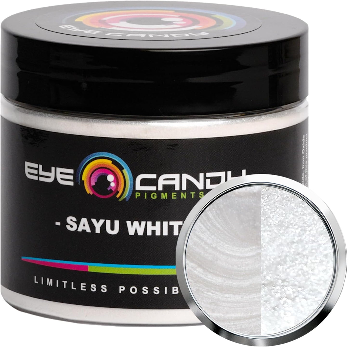 Eye Candy Pigments Premium White Mica Powder - Sayu White (50gr) - for Epoxy, Resin, Soap, Paint, Woodworking, Acrylic Pouring, Bath Bombs, Fishing Lures - DIY Arts and Crafts Additive
