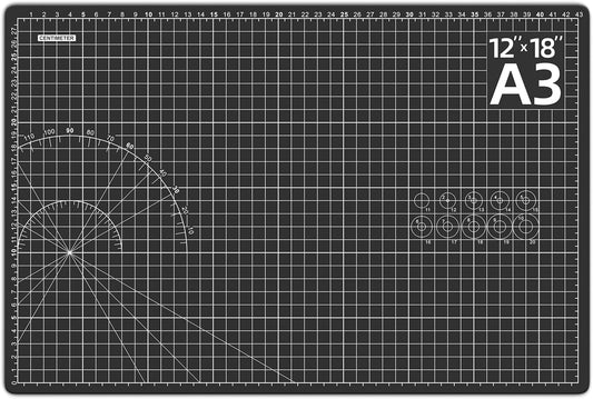 DIYSELF Cutting Mat 12in×18in, Cutting Mats for Crafts, Self Healing Cutting Mat A3, Cutting Mat for Sewing, Fabric Cutting Mat Double Side, Craft Mat for Desktop, Rotating Cutting Mats for Quilting