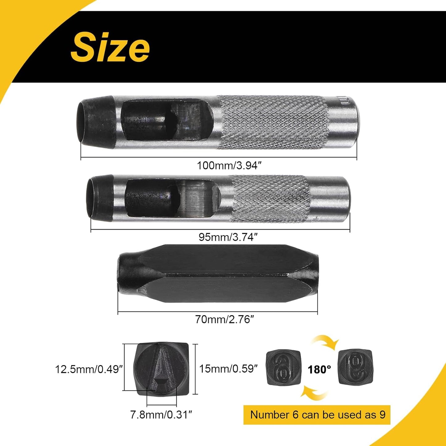 WorkBless 1/2-Inch Metal Stamping Kit, 36 Pack Steel Letter Stamp Set with 2 Punch Tools, Includes A-Z Alphabet, Number 0-8, & Symbol, for Metal, Wood, Leather, and Plastic Crafting