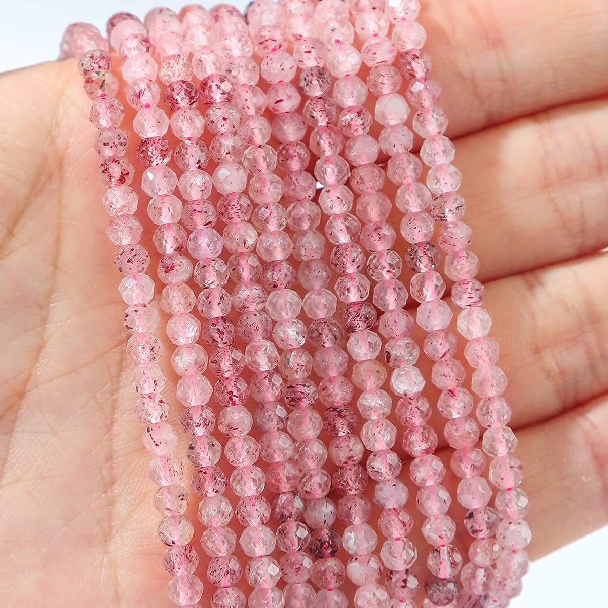 Natural Strawberry Crystal Beads 4x2mm 120pcs Faceted Rondelle Loose Semi Gemstone Beads for Jewelry Making Design
